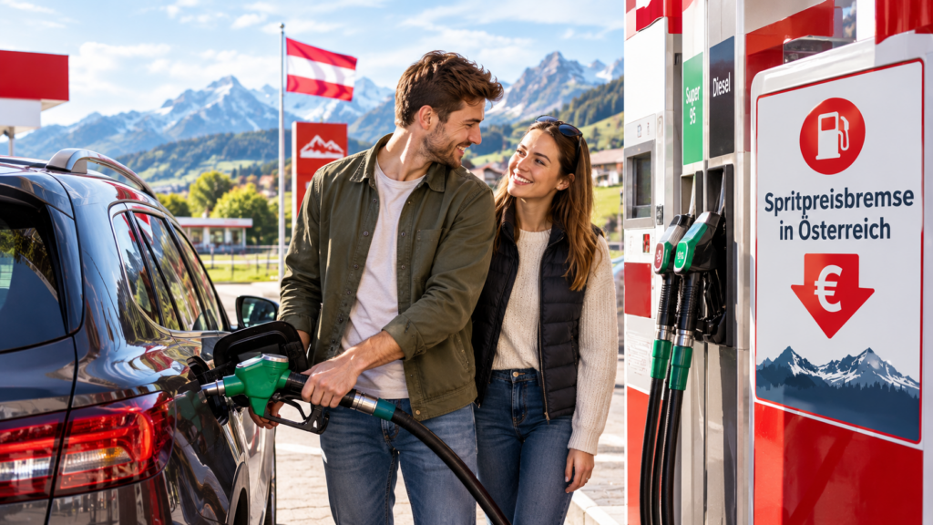 Spritpreisbremse in Österreich: So viel kostet Tanken jetzt 3 Alpen-Tankstopp mit Spritpreisbremse, Spritpreisbremse in Österreich